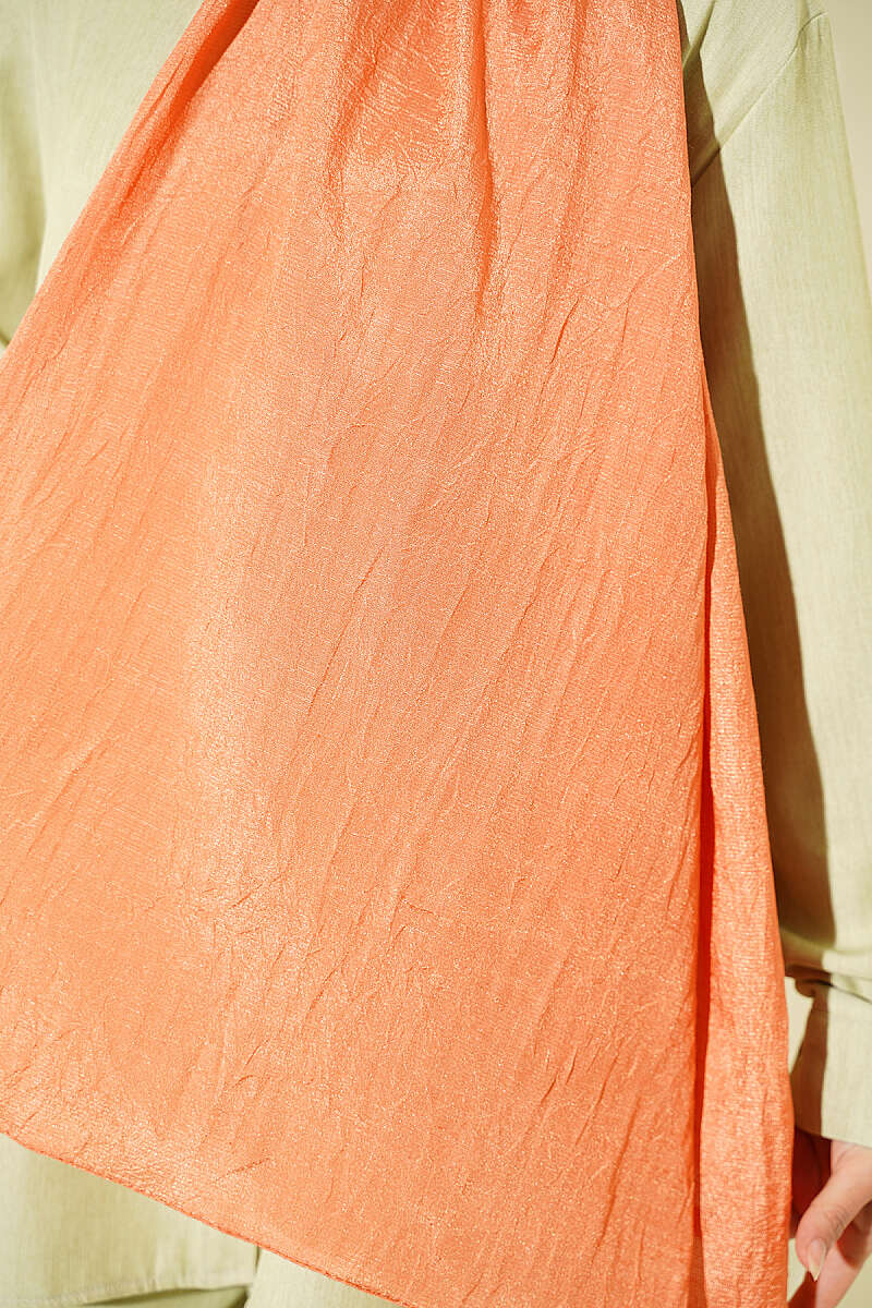 Monogram Print Crinkle Shawl - Coral