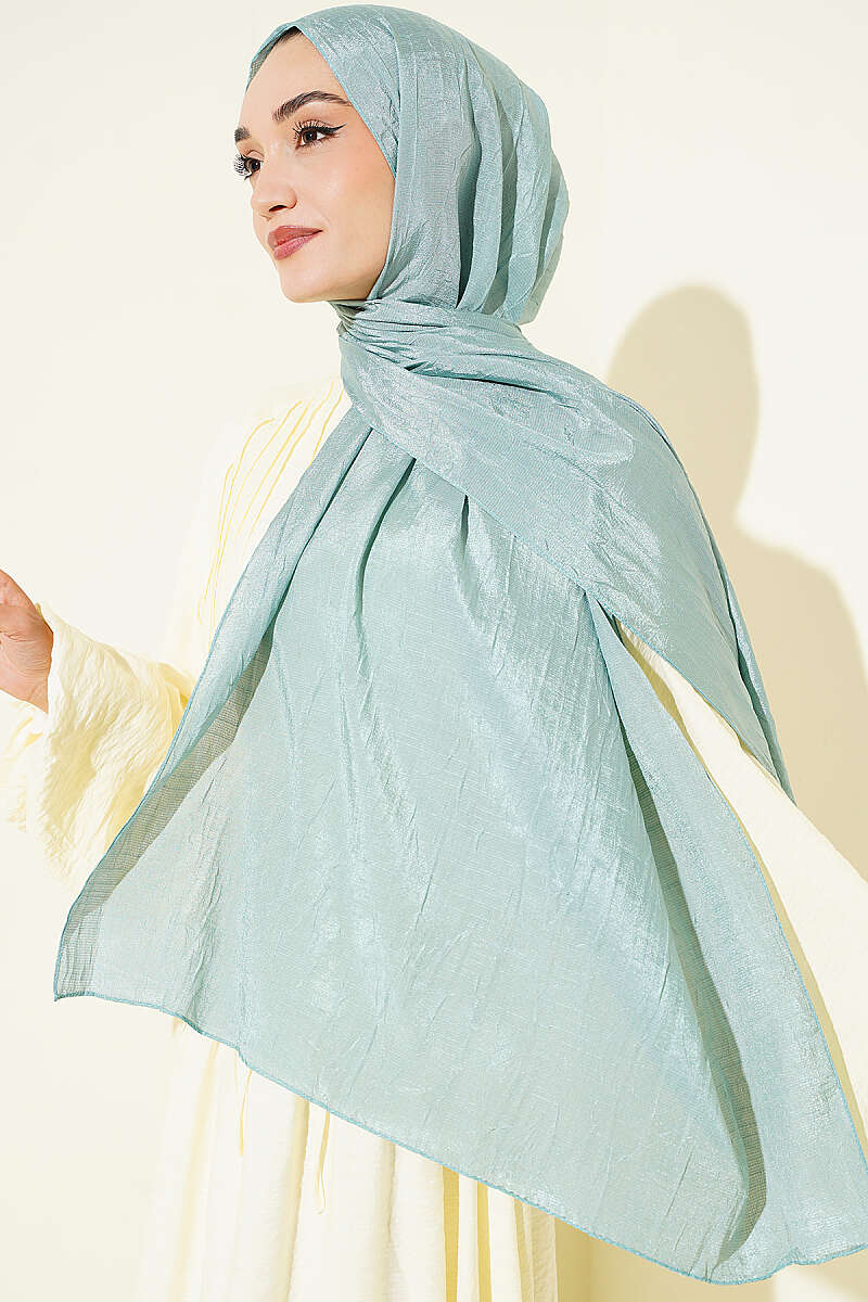 Monogram Print Crinkle Shawl - Mint