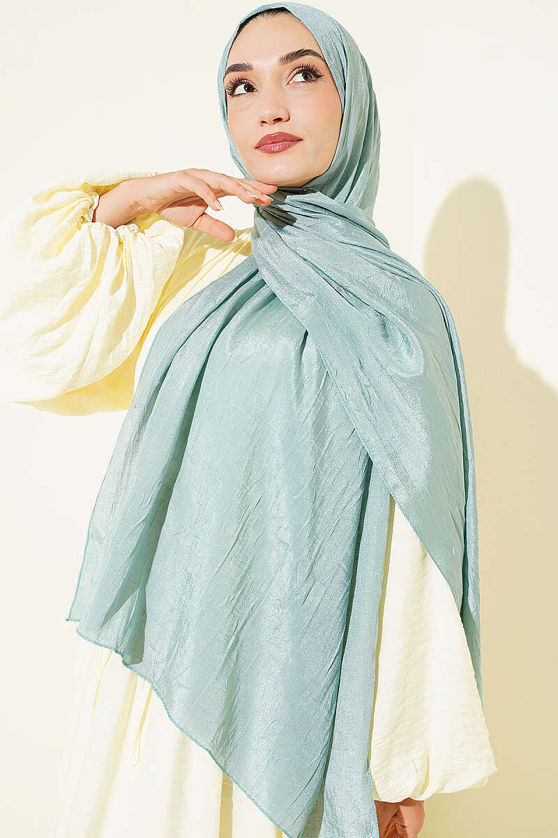 Monogram Print Crinkle Shawl - Mint