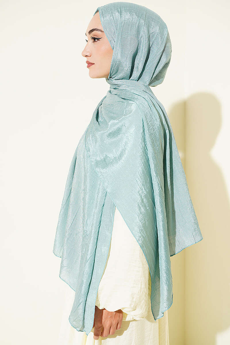 Monogram Print Crinkle Shawl - Mint