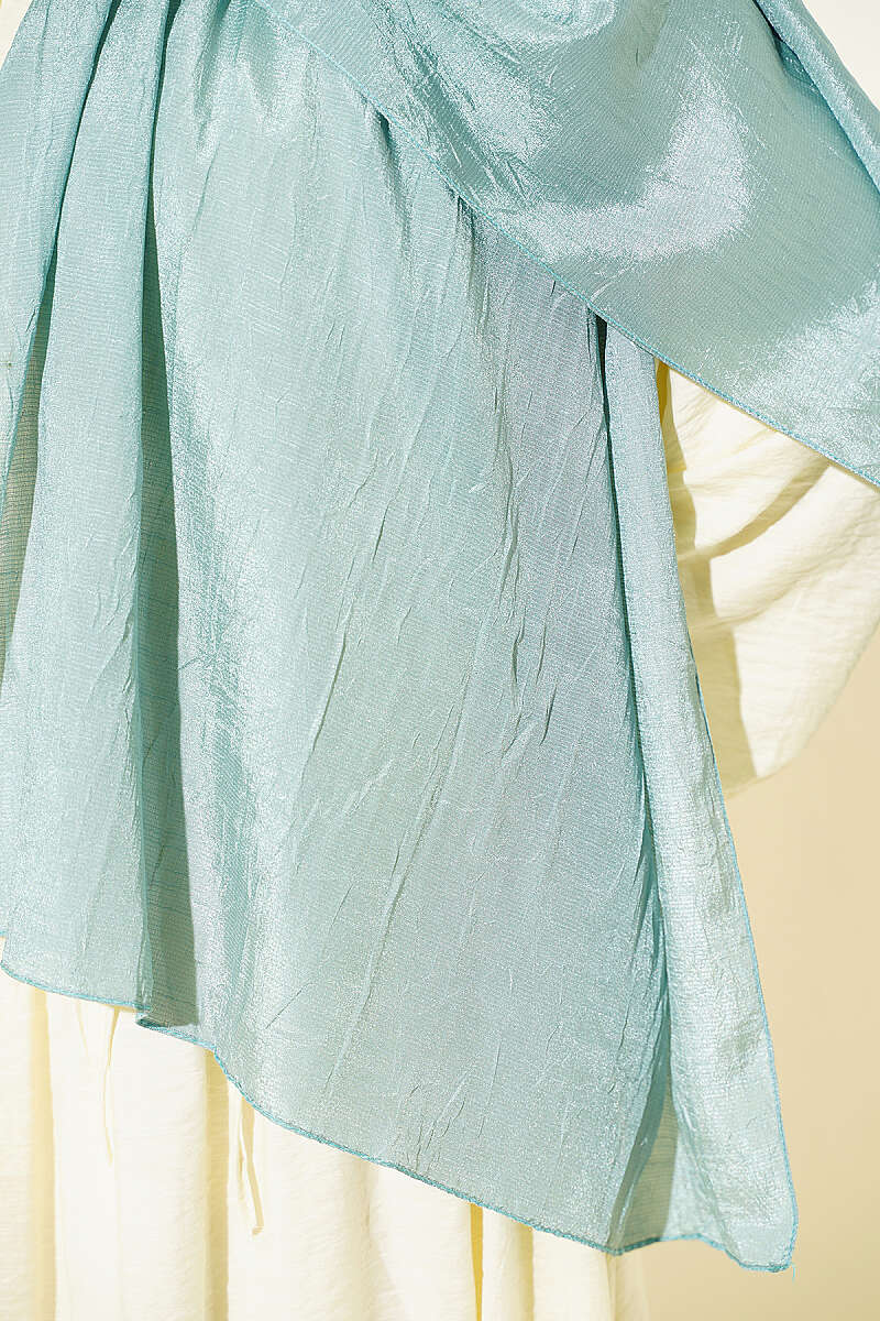 Monogram Print Crinkle Shawl - Mint