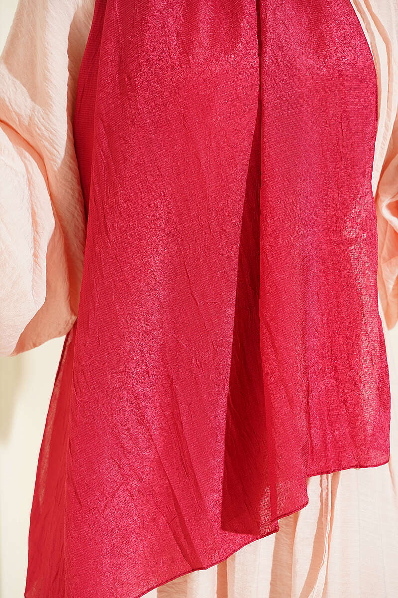 Monogram Print Crinkle Shawl - Pomegranate
