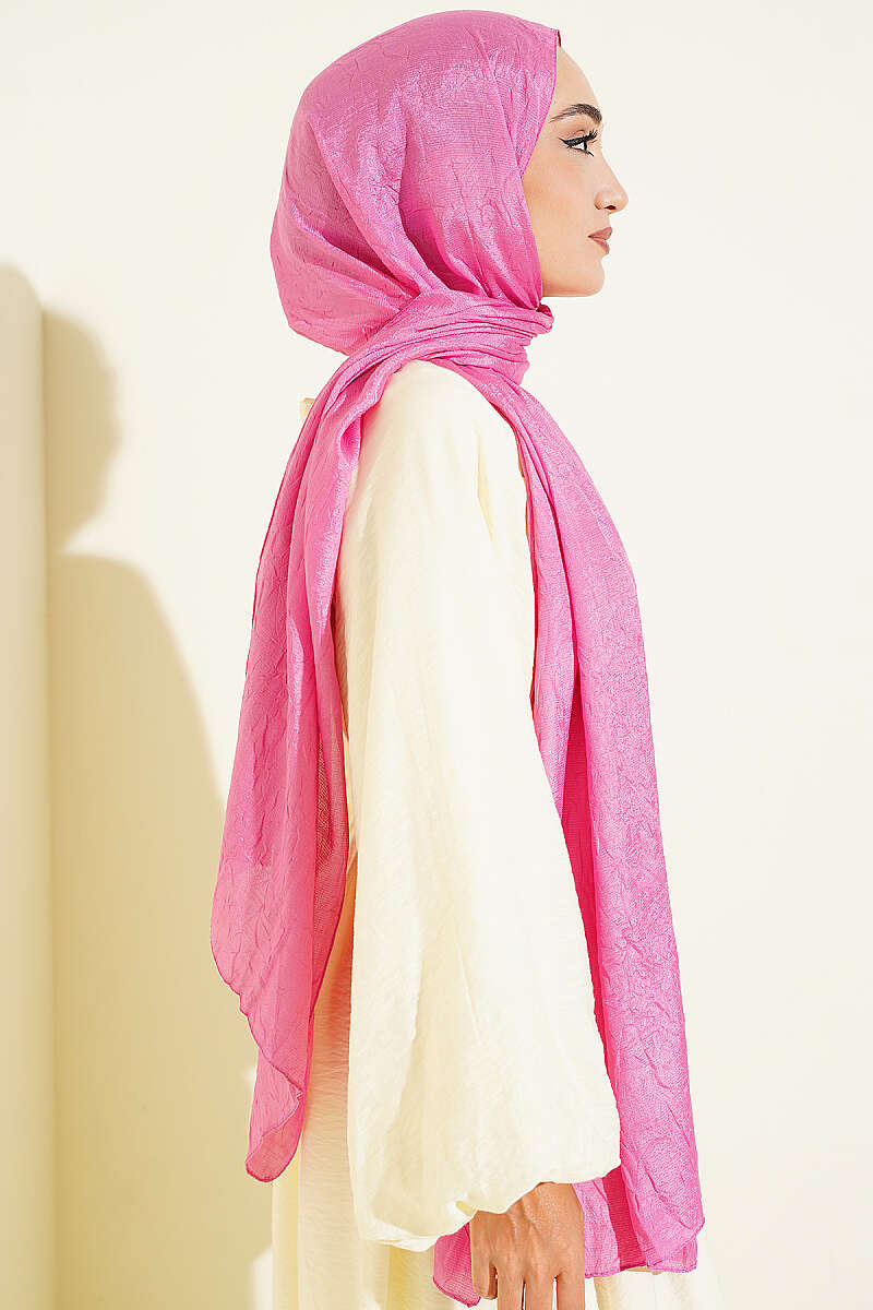 Monogram Print Crinkle Shawl - Pink