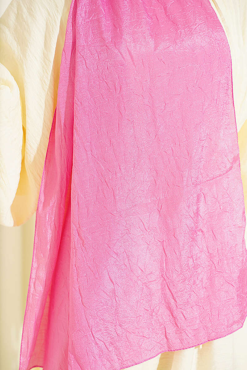 Monogram Print Crinkle Shawl - Pink