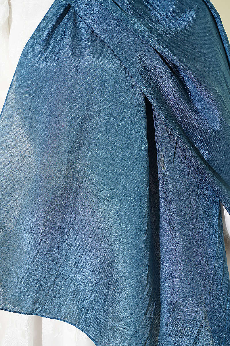 Monogram Print Crinkle Shawl - Teal