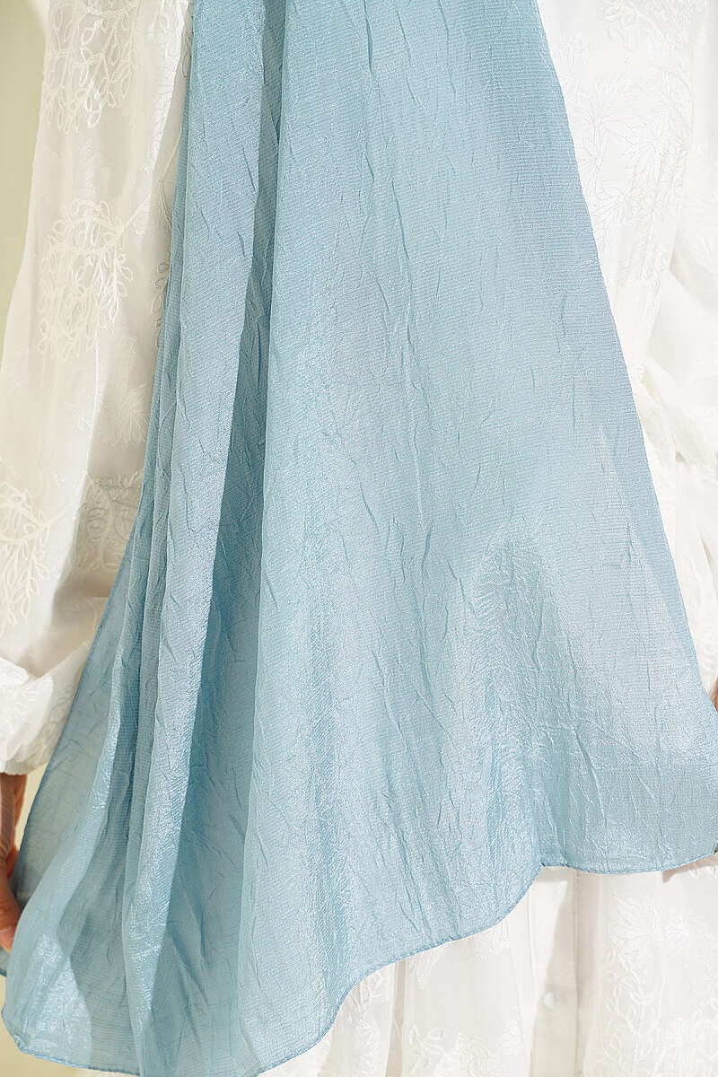 Monogram Print Crinkle Shawl - Turquoise