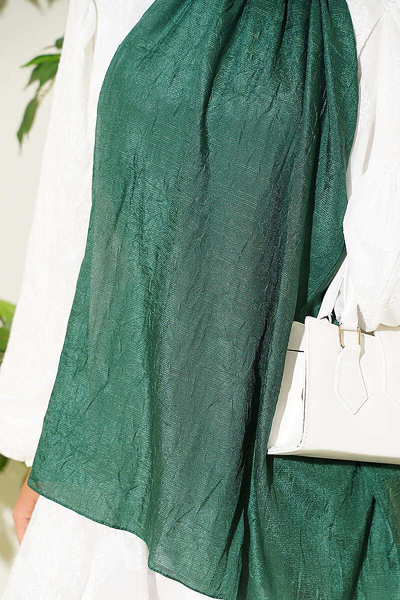 Monogram Print Crinkle Shawl - Emerald