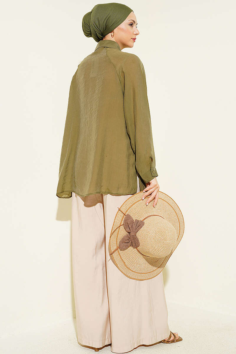 Embroidered Detail Shirt - Khaki
