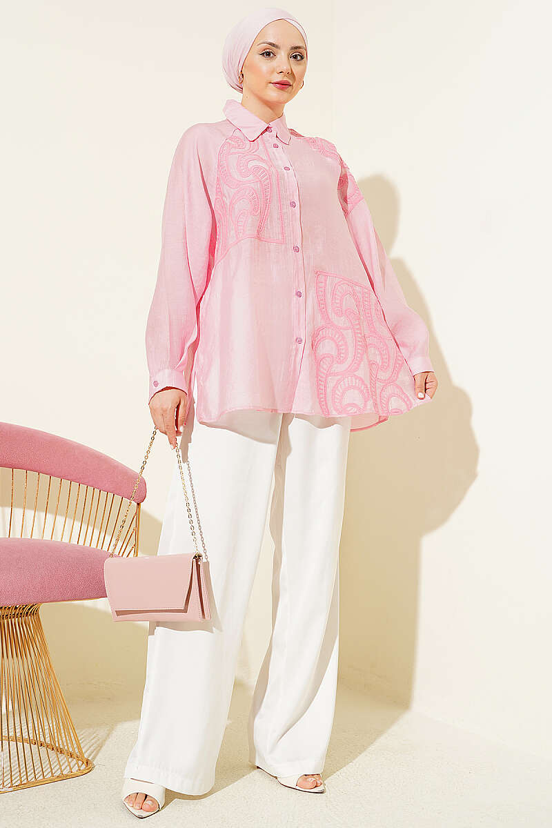 Embroidered Detail Shirt - Pink