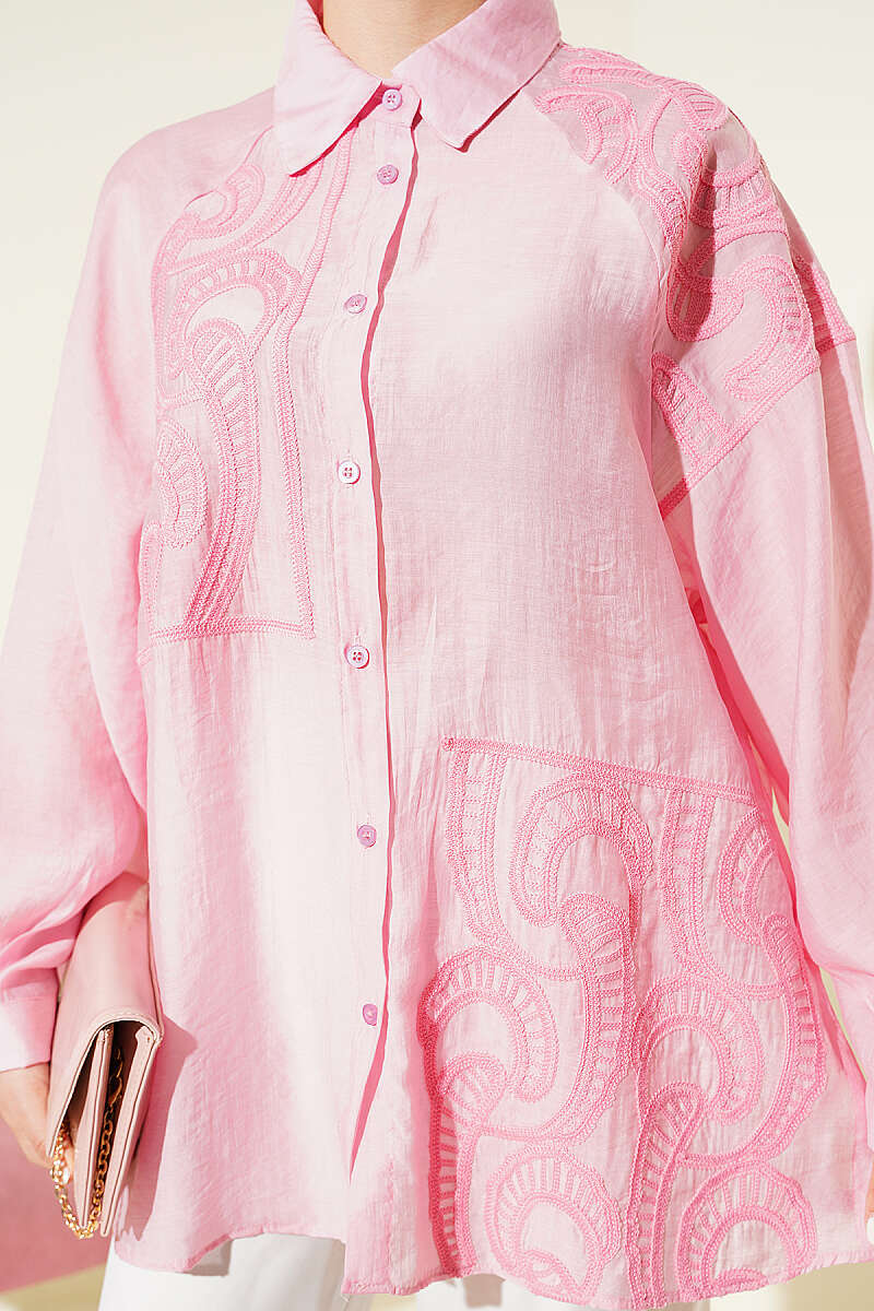 Embroidered Detail Shirt - Pink