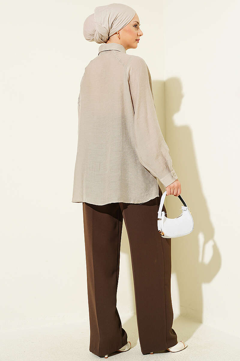 Embroidered Detail Shirt - Stone