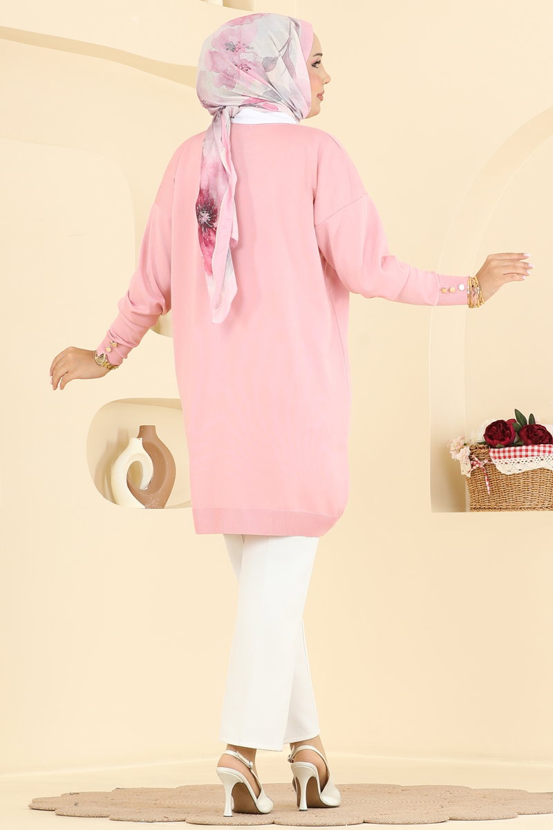 Embroidered Mercerised Tunic - Pink