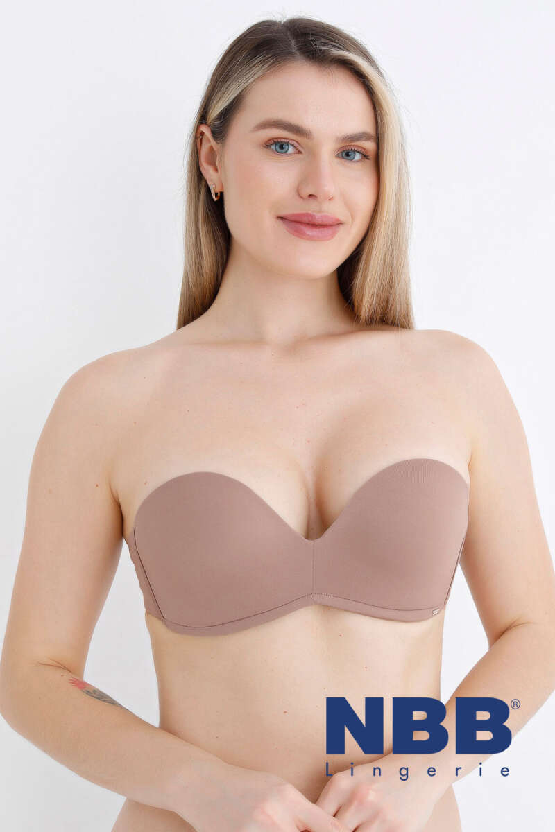 NBB Padded Wireless Strapless Bra - Mink