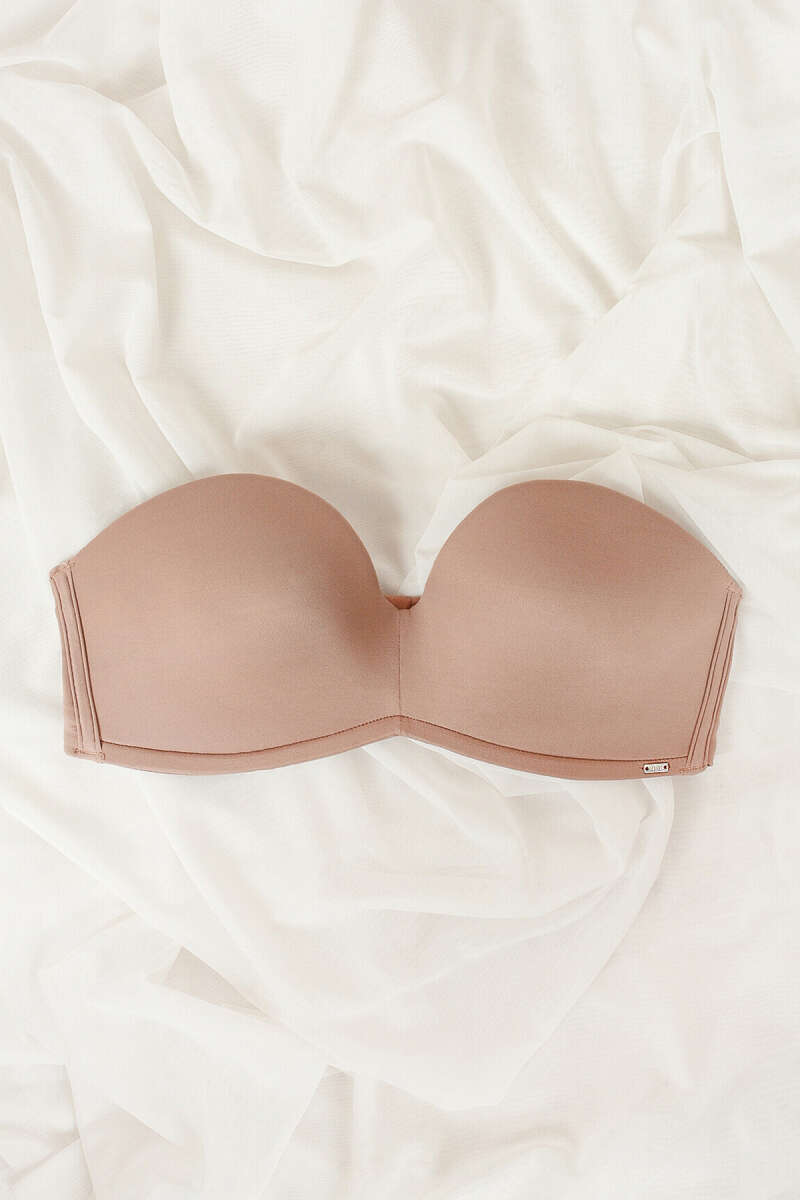 NBB Padded Wireless Strapless Bra - Mink