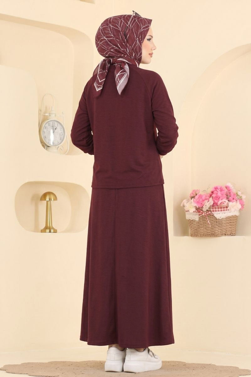Pintuck Modal Two-Piece Set - Burgundy