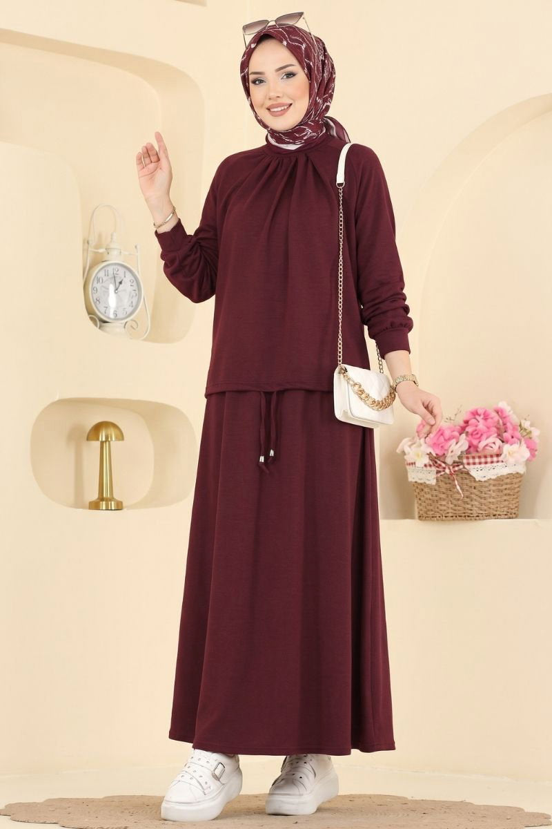 Pintuck Modal Two-Piece Set - Burgundy