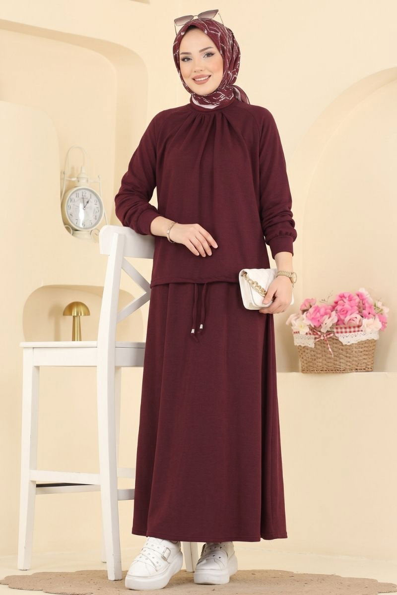 Pintuck Modal Two-Piece Set - Burgundy