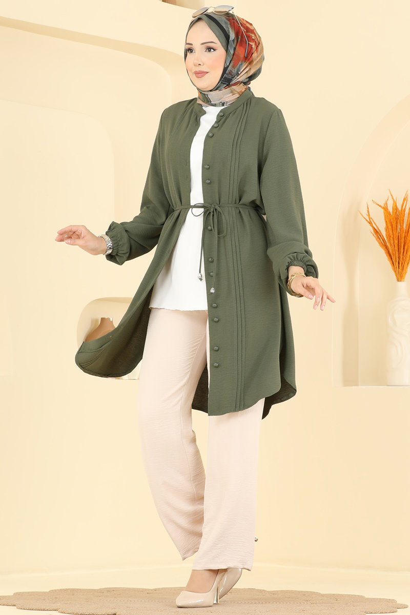 Aerobin Two-Piece Set with Pintucks - Khaki-Mink