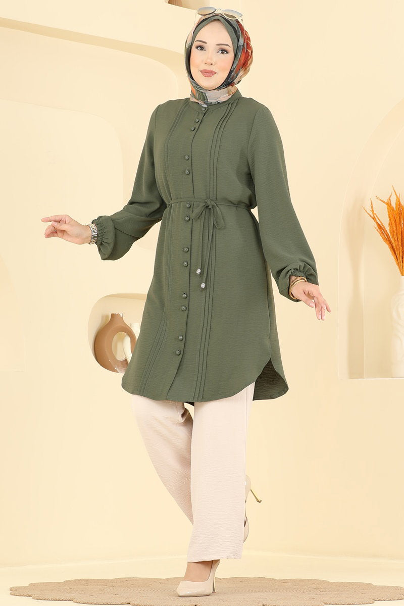 Aerobin Two-Piece Set with Pintucks - Khaki-Mink