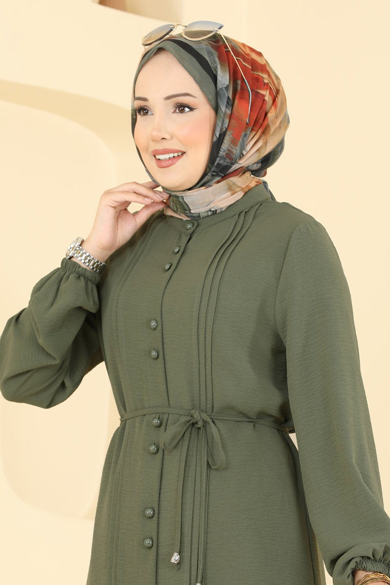 Aerobin Two-Piece Set with Pintucks - Khaki-Mink