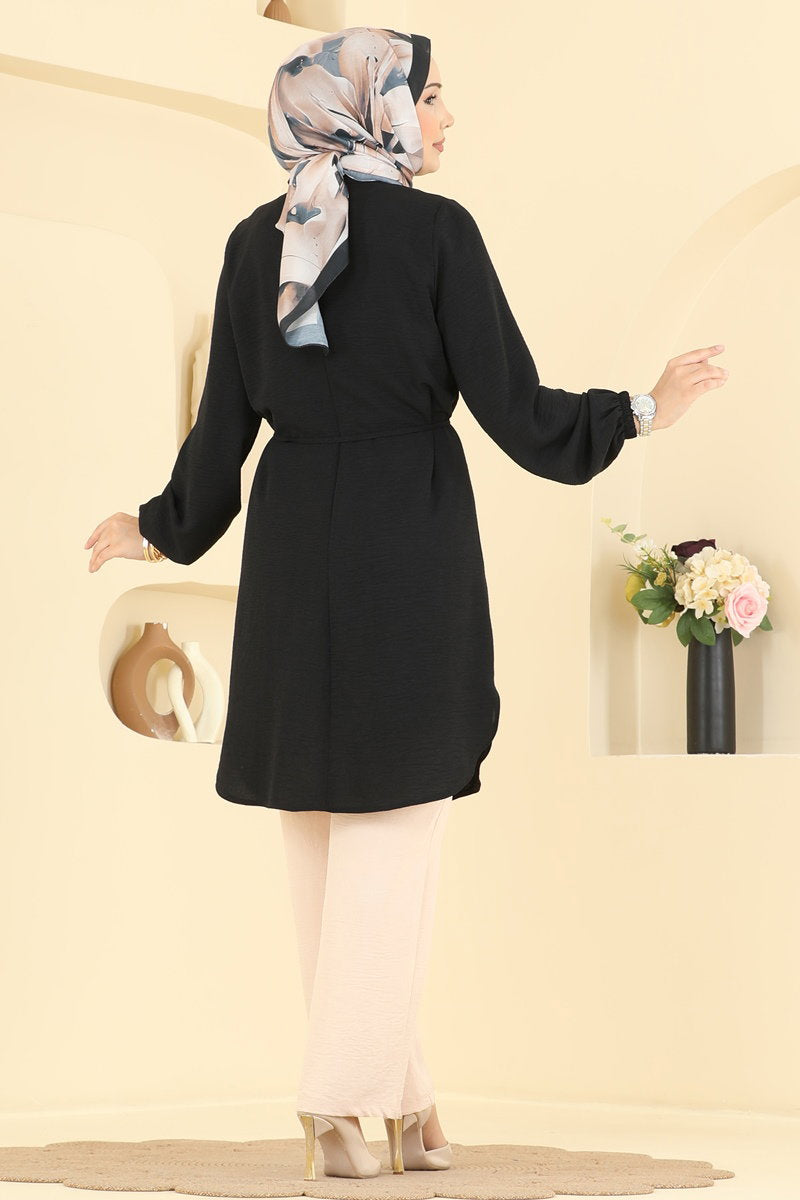 Aerobin Two-Piece Set with Pintucks - Black-Mink