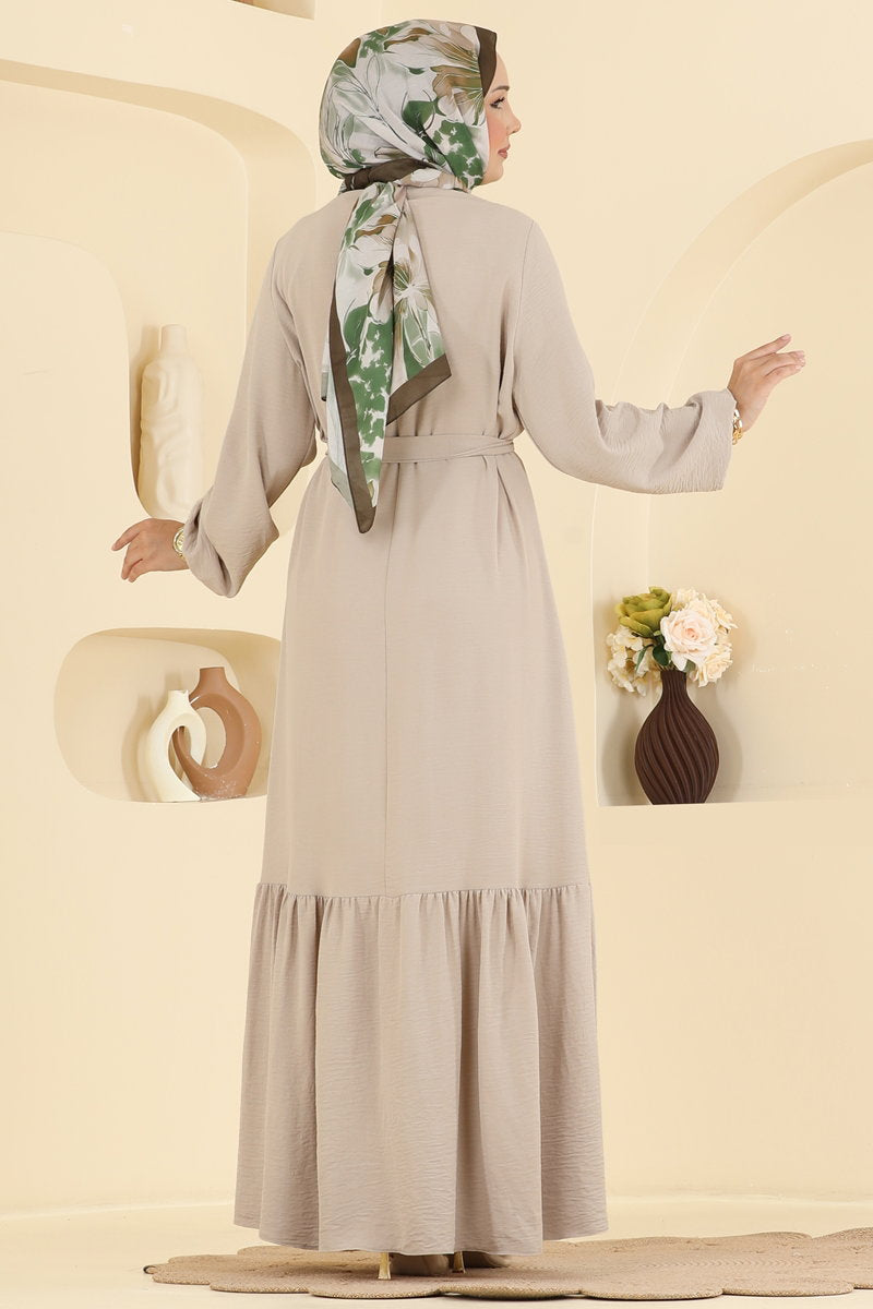 Aerobin Button Dress with Pintucks - Stone
