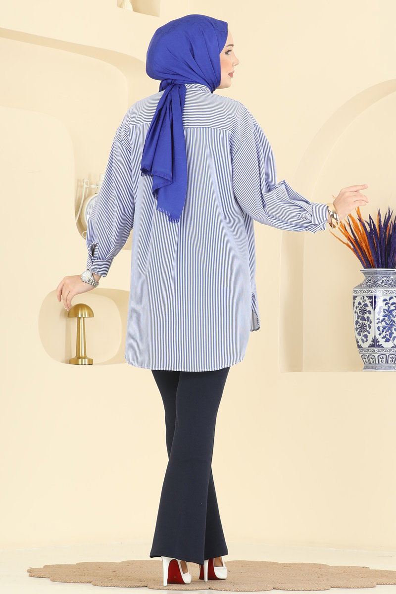 Crepe Trousers with Pintuck Seams - Navy