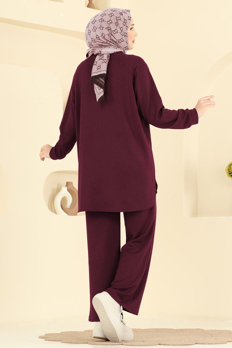 Modal Set with Pintuck Stitching - Burgundy