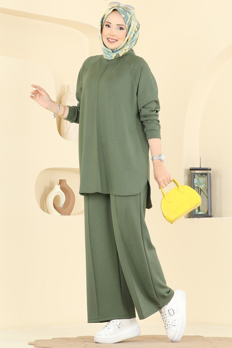 Modal Set with Pintuck Stitching - Almond Green