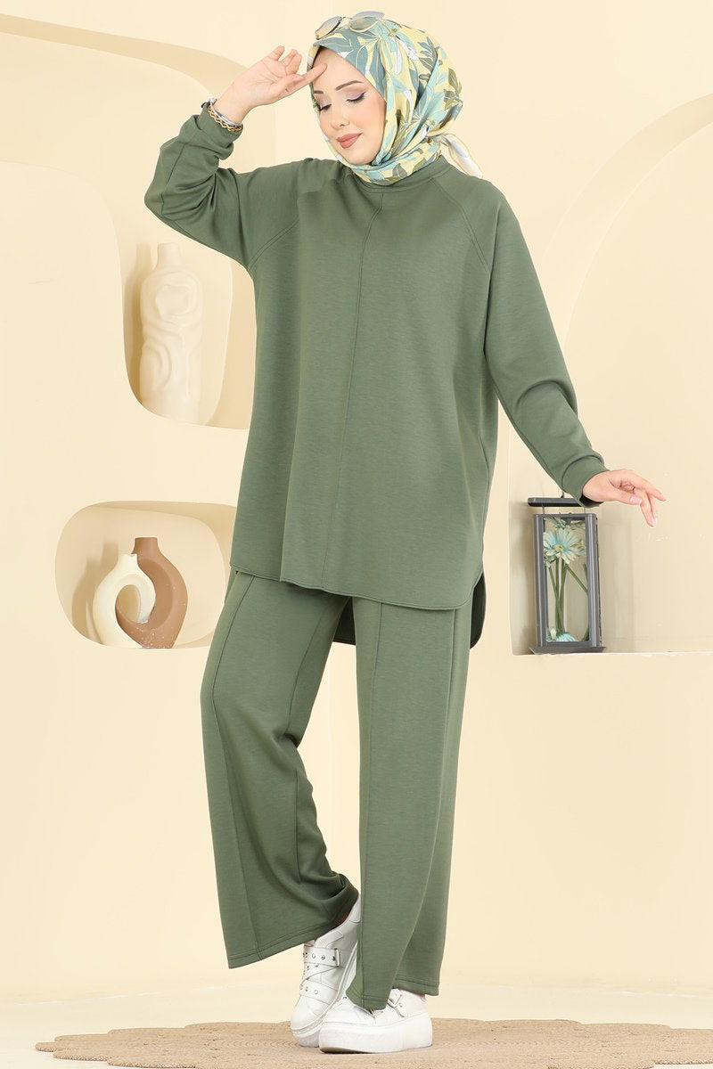 Modal Set with Pintuck Stitching - Almond Green