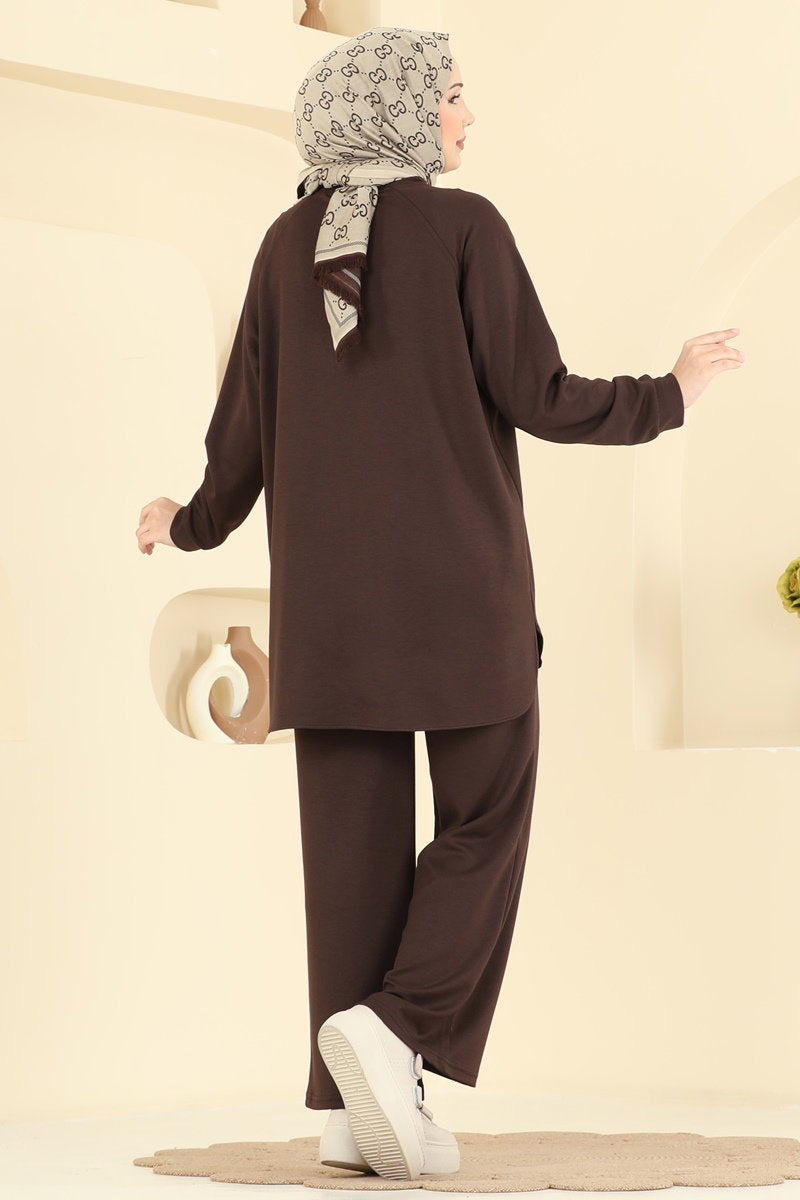 Modal Set with Pintuck Stitching - Brown