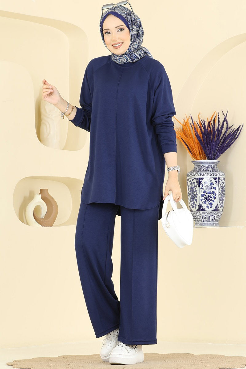 Modal Set with Pintuck Stitching - Navy