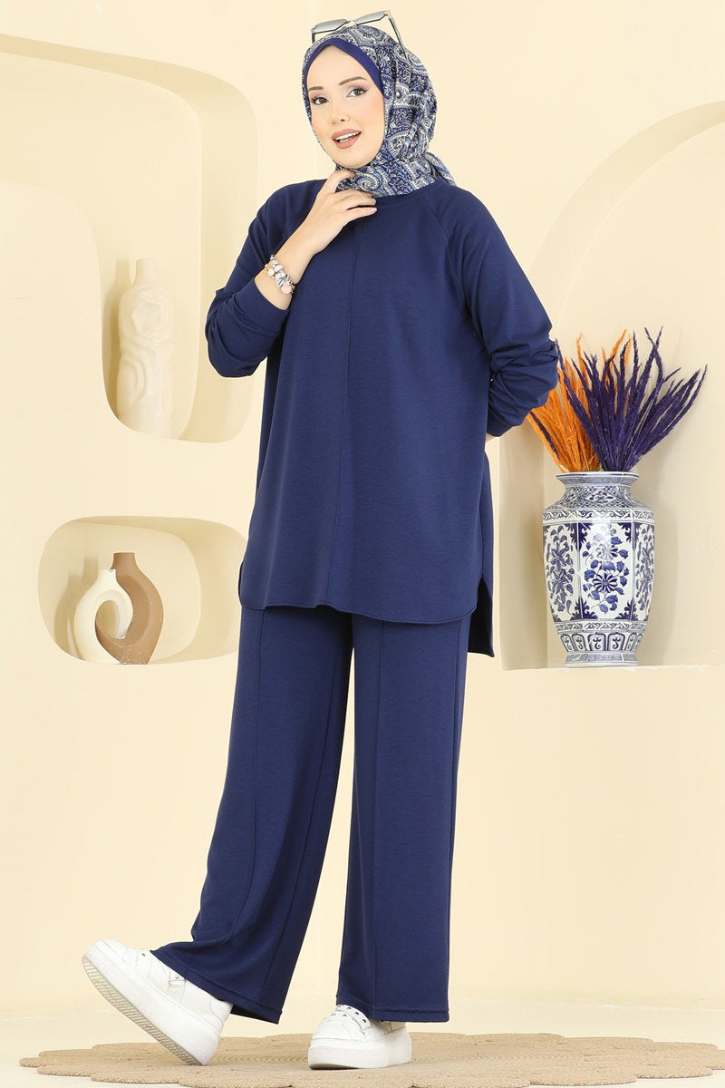 Modal Set with Pintuck Stitching - Navy