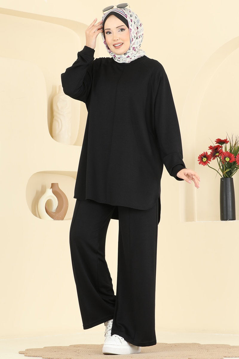 Modal Set with Pintuck Stitching - Black