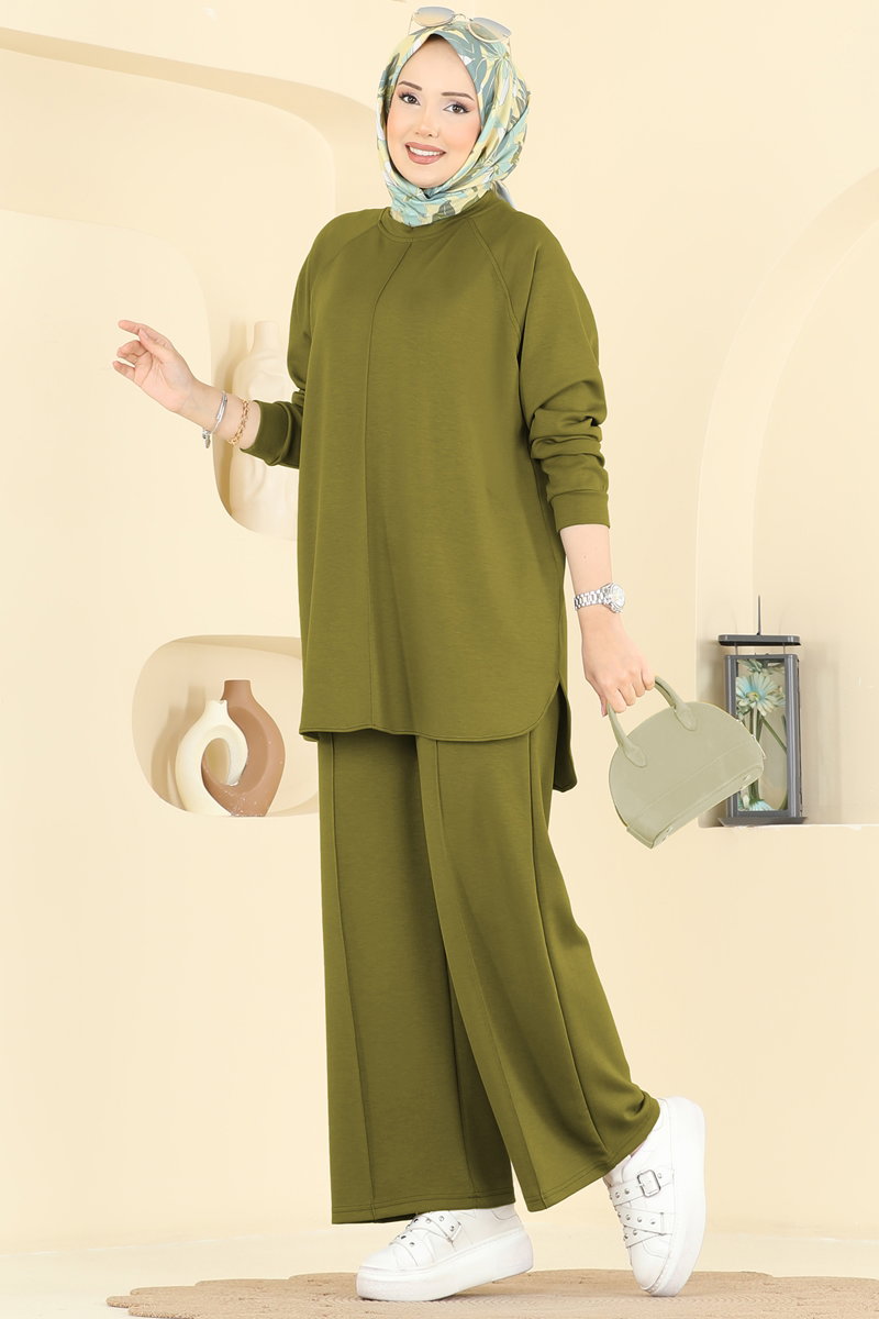 Modal Set with Pintuck Stitching - Olive