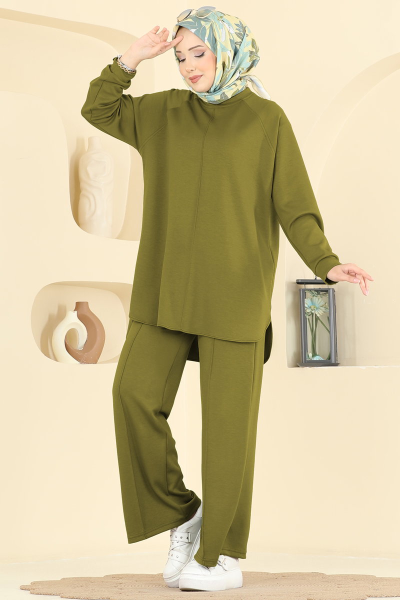 Modal Set with Pintuck Stitching - Olive