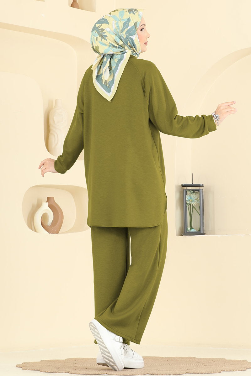 Modal Set with Pintuck Stitching - Olive