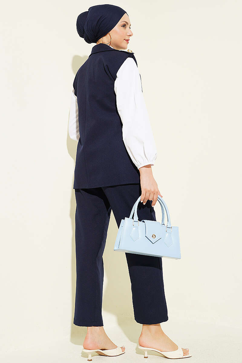 Vest Set with Epaulettes and Gold Buttons - Navy