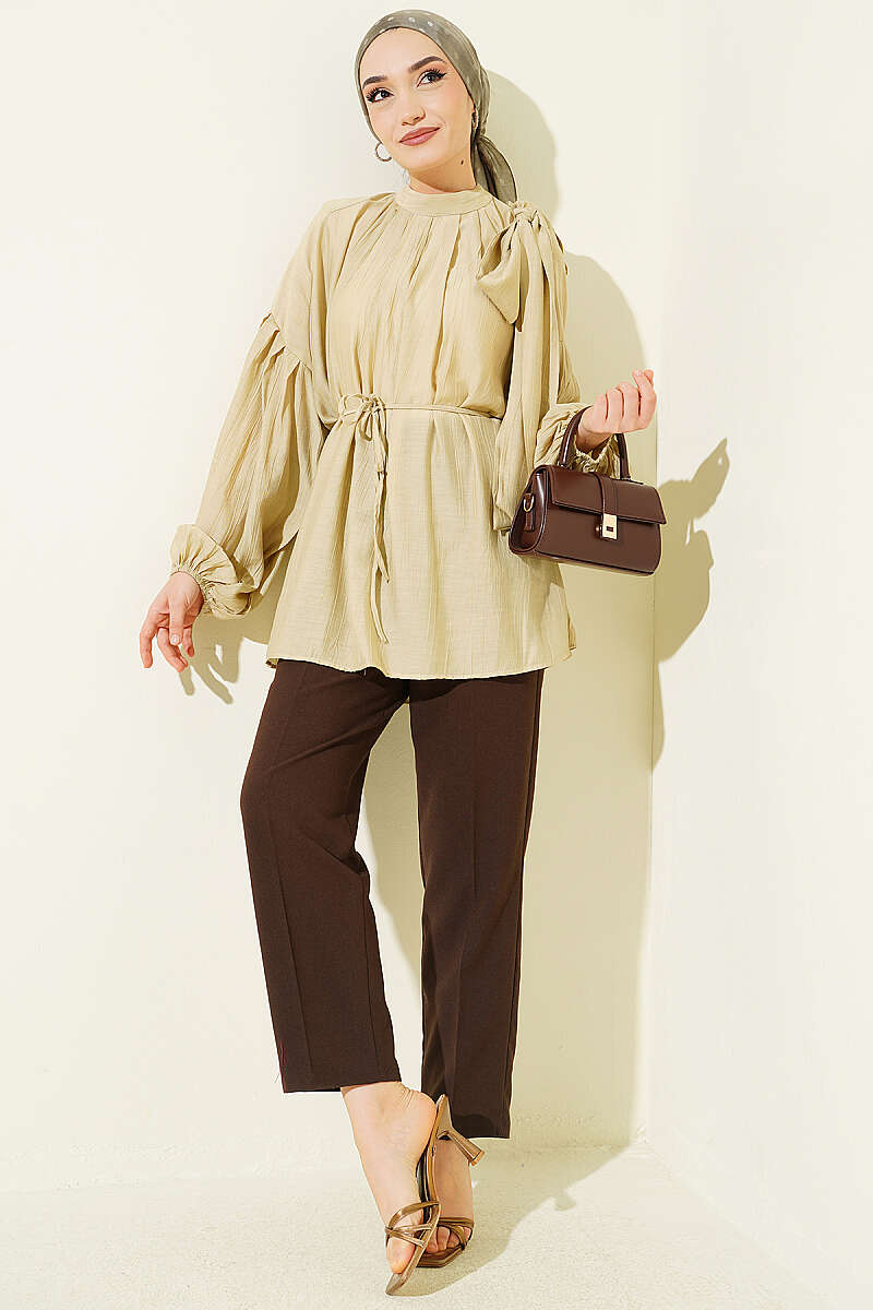 Loose Tunic with Shoulder Bows - Lime