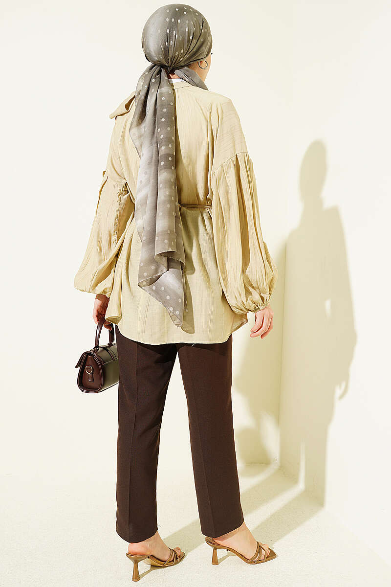 Loose Tunic with Shoulder Bows - Lime