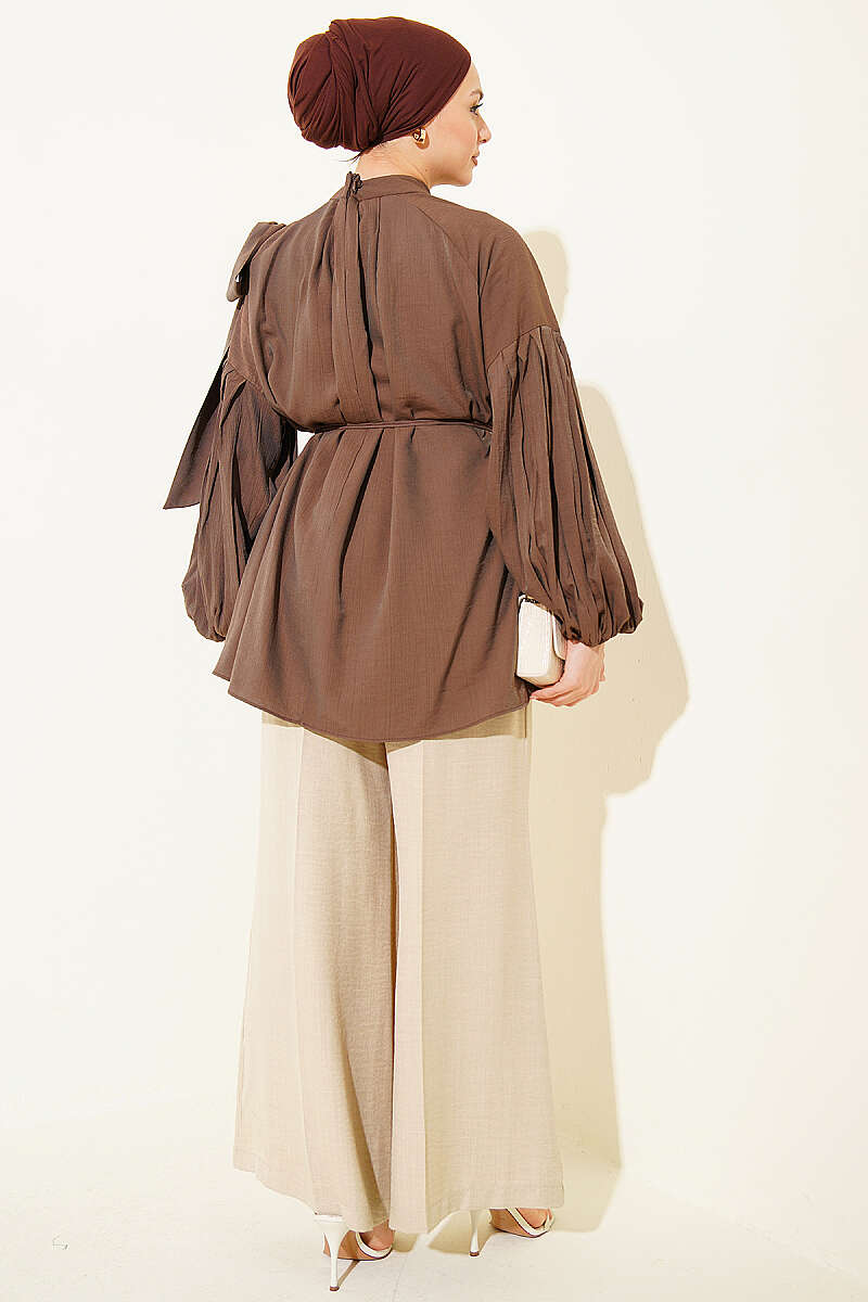 Loose Tunic with Shoulder Bows - Mink