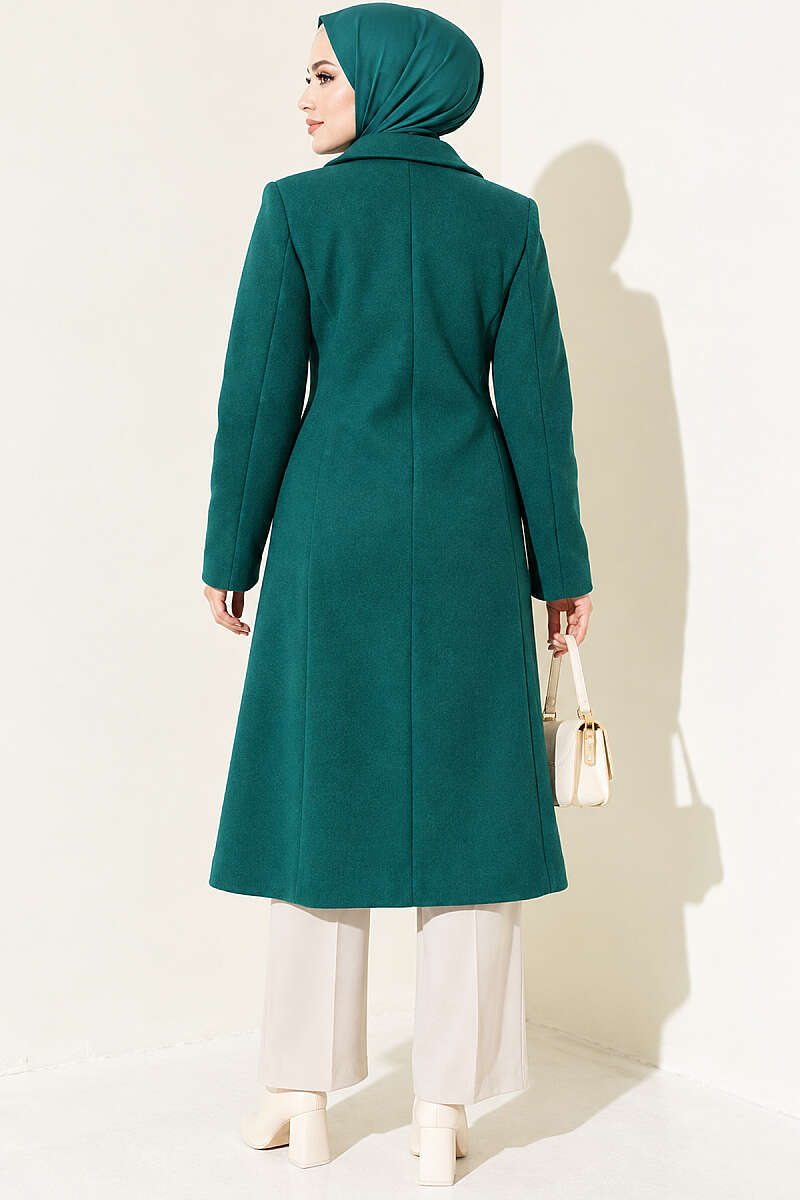 Felt Coat with Jewelled Shoulders - Emerald
