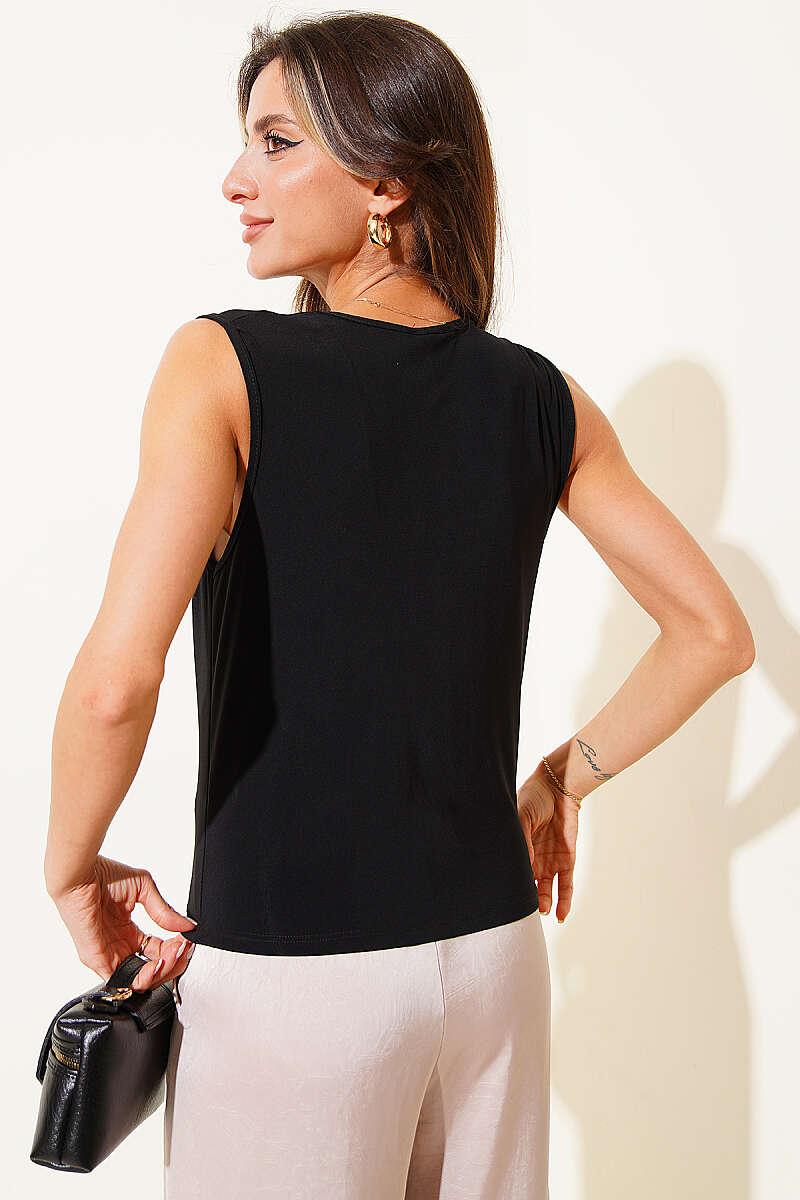 Sandy Blouse with Shoulder Buckle - Black
