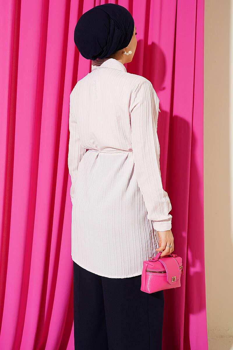 Shoulder-Button Shirt with Pockets - Powder