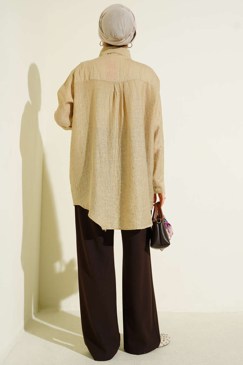 Shirt with Stone Shoulders - Beige