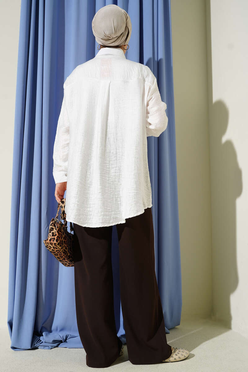 Shirt with Stone Shoulders - White