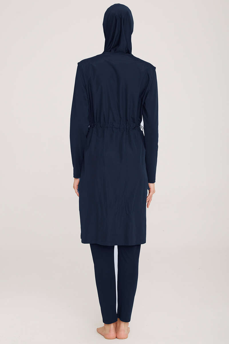 Modest Swimsuit with Shoulder Stripe - Dark Navy