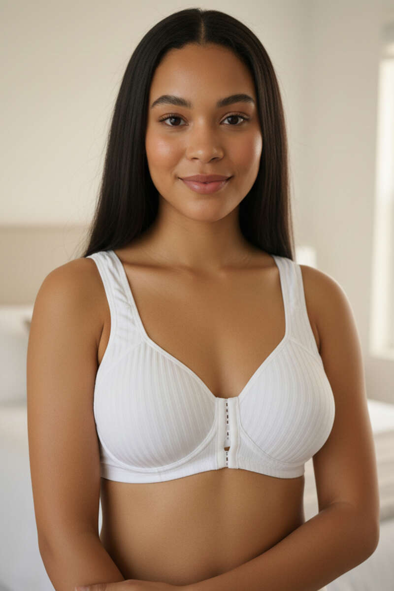 Front-Close Unpadded Bra - White