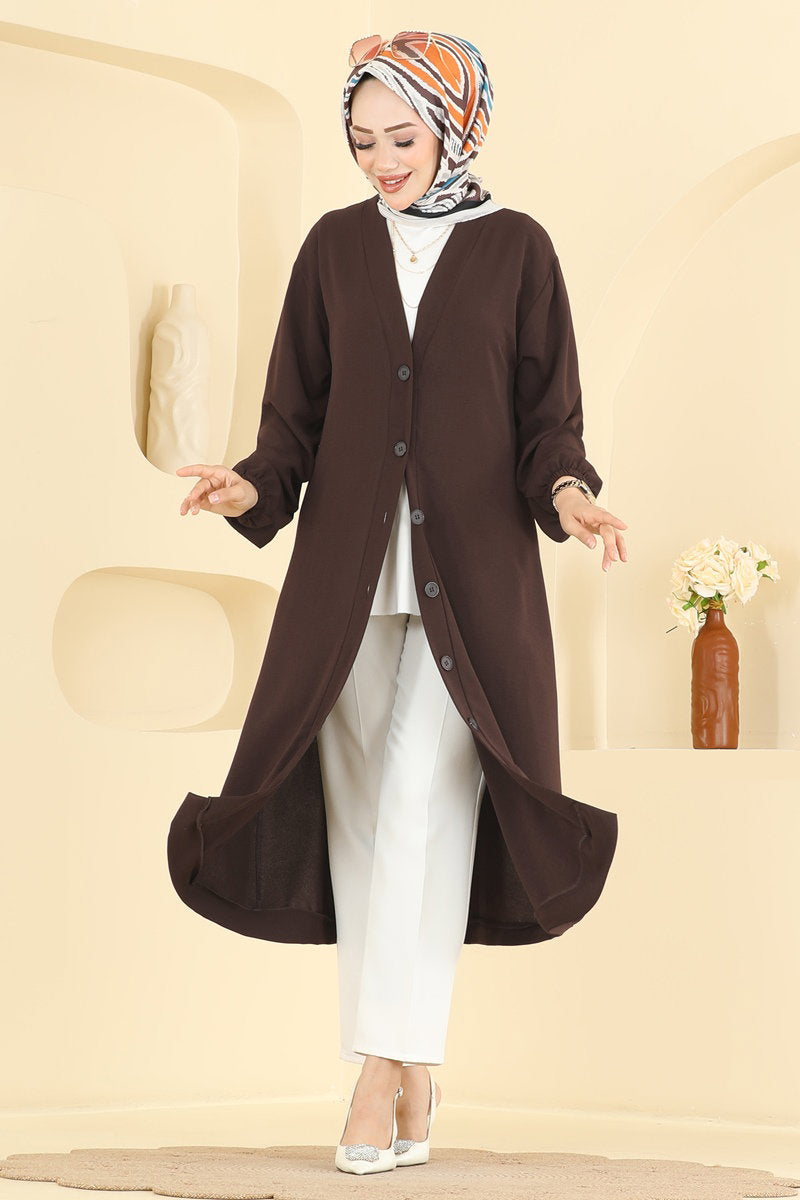 Button-Front Aerobin Cape Coat - Brown