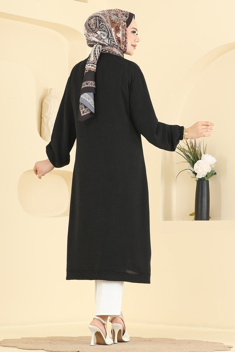 Button-Front Aerobin Cape Coat - Black
